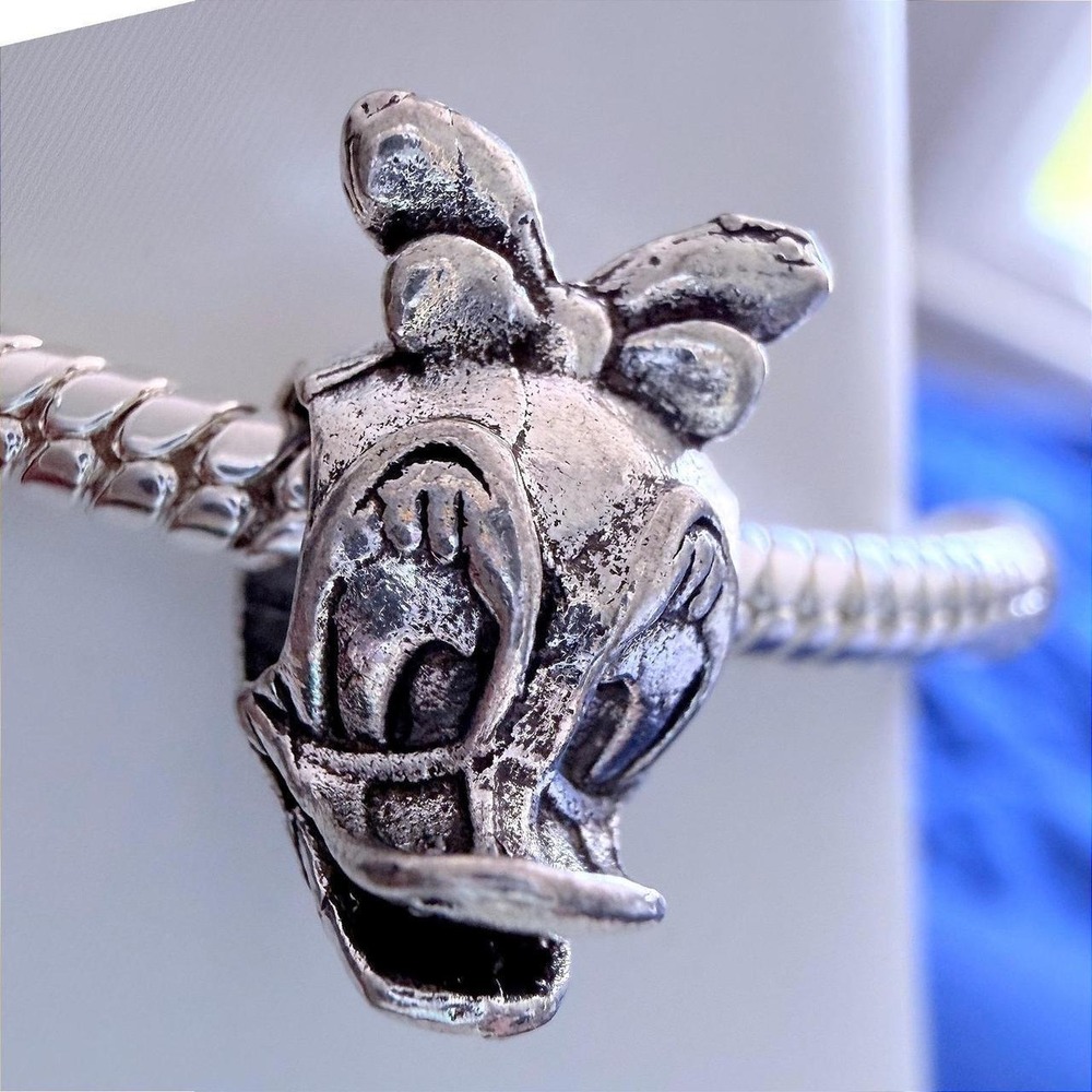 Daisy Duck Silver Bead Charm Fits Snake Chain Bracelet